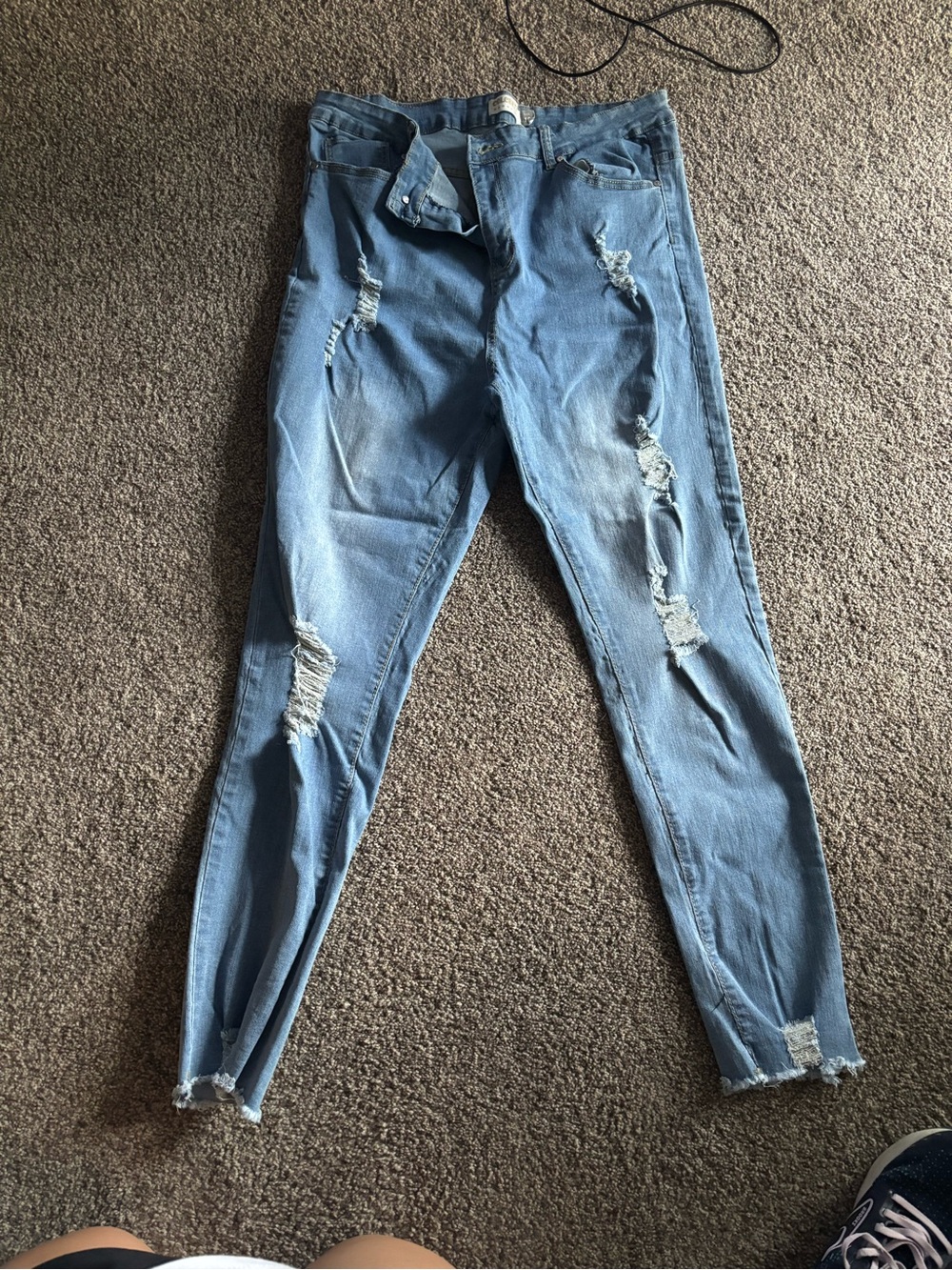 Light Blue Distressed Skinny Jeans for Women